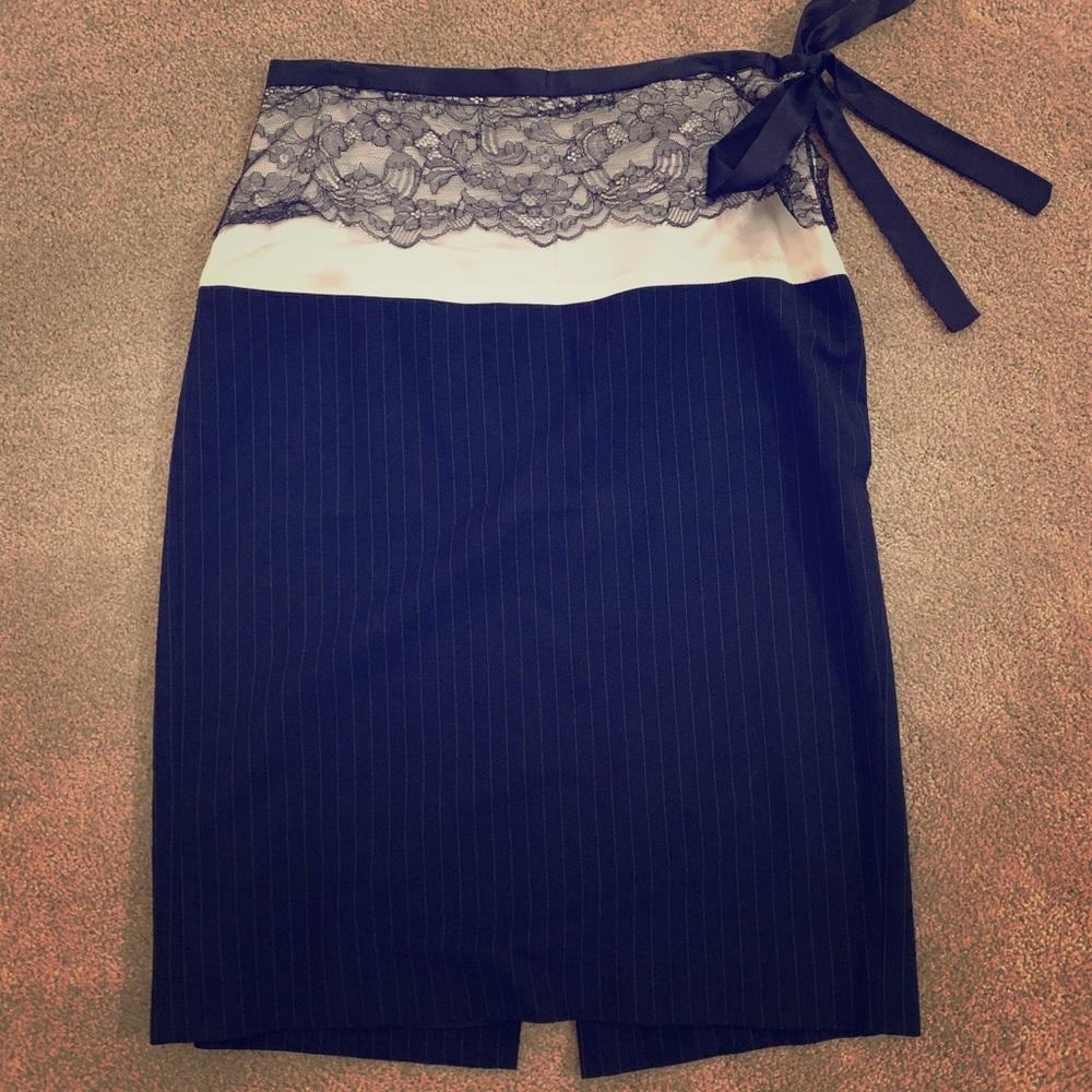 Beautiful lace and pinstriped straight skirt